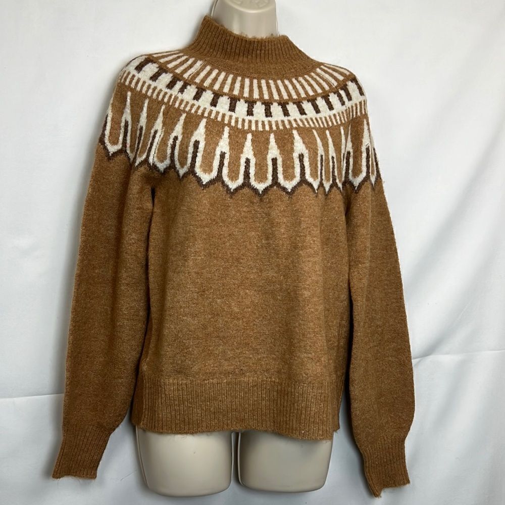Vero Moda Simone high neck Nordic sweater Brown NWT